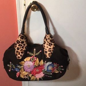 Vintage Clever Carriage embroidered satchel with dust bag